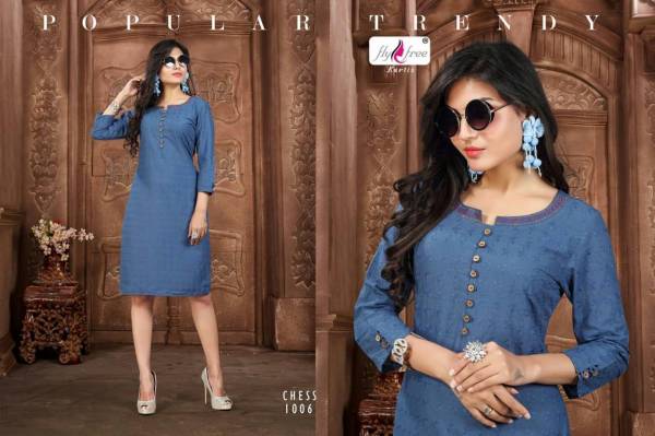 Fly Free Chess Latest Chicken Daily Wear Casual Wear Handwork   Kurtis Collection 