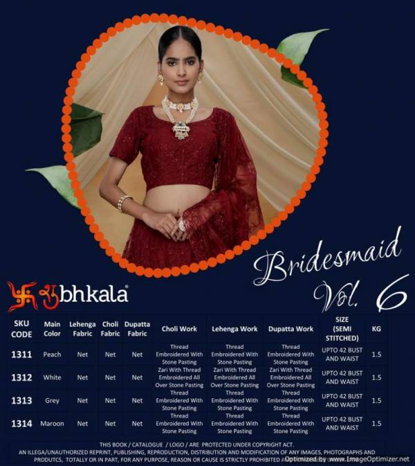 KF Bridesmaid Vol 6 Latest Designer Threads Embroidery Work With Stone Lehenga Collection 