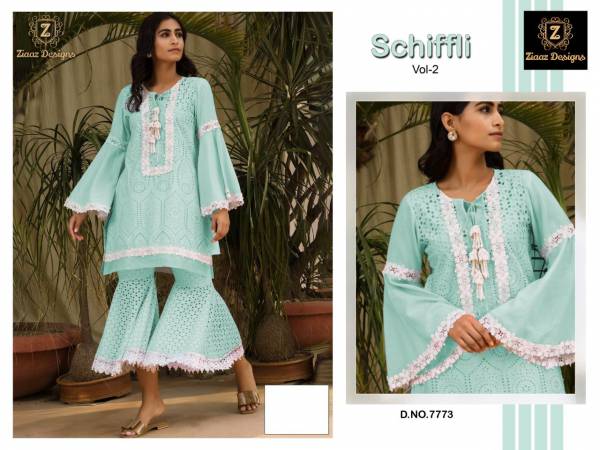 Ziaaz Designs Schiffli 8 Fancy Festive Wear Embroidery Work Designer Salwar Kameez Collection