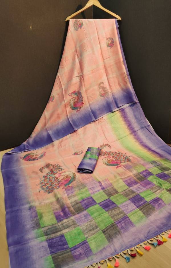 Shvetamber Latest Designer Party Wear Global Linen Juth Digital Printed Saree Collection