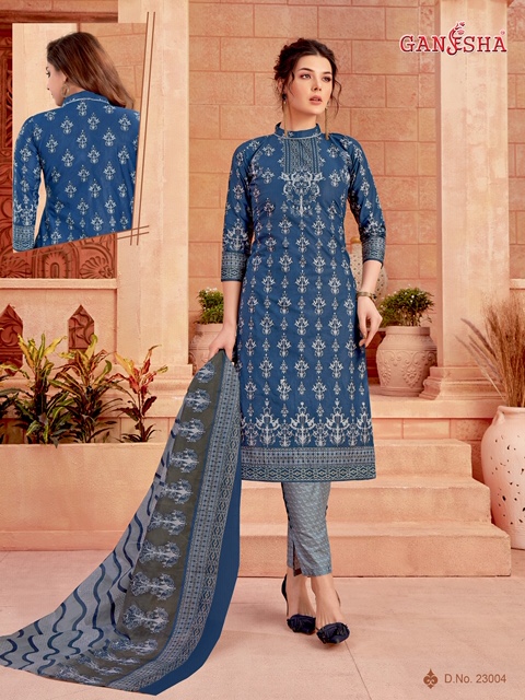 Ganesha Print 23 Latest Designer Printed Cotton Dress Material Collection