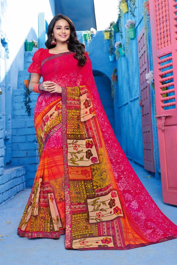 Hirva Mishri Latest fancy Designer Regular casual Wear Heavy Georgette Printed Saree Collection
