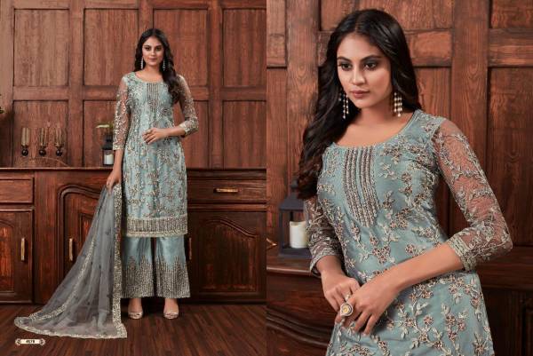 Vipul Beautiful Stylish Embroidery Floral Design Pattern Straight Suit Combined With Embroidered Plazzo 