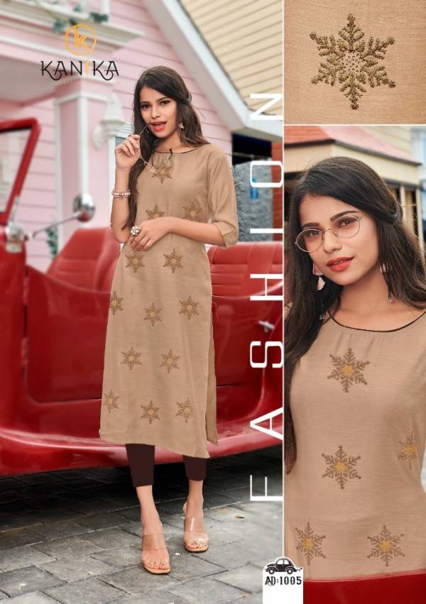 Kanika Adda Latest Designer Office Wear Straight Cut Kurtis Collection With Embroidery Work