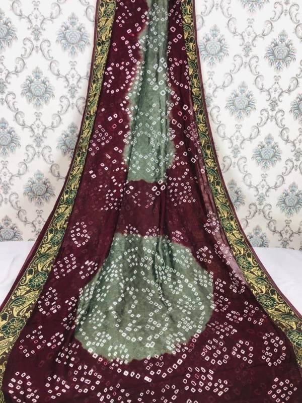 Flower Border Bandhej Casual Wear Art Silk Designer Saree Collection
