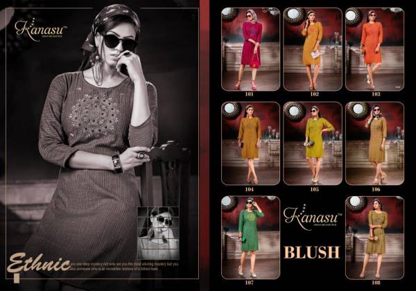 Kanasu Blush Exclusive Collection Designer Party Wear Heavy Rayon Kurti Collection