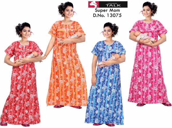 Ft Super Mom 13075 Latest Pure Cotton Printed Nighty Collection