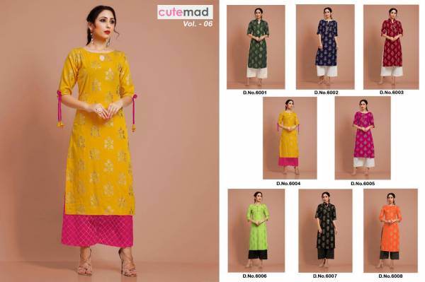 Cutemad Vol-6 Exclusive Malai Crape Party wear Kurtis With Palazzo Collection 