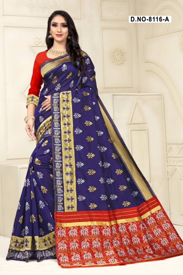 Udrop 8116 Latest Deaigner Fancy Wedding Wear Printed Handloom Cotton Silk Sarees Collection