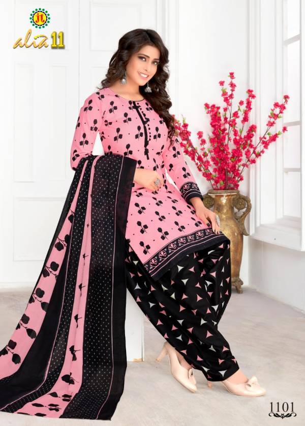 Jt Alia 11 Regular Wear Printed pure Cotton Dress Material With Chiffon Dupatta Collection