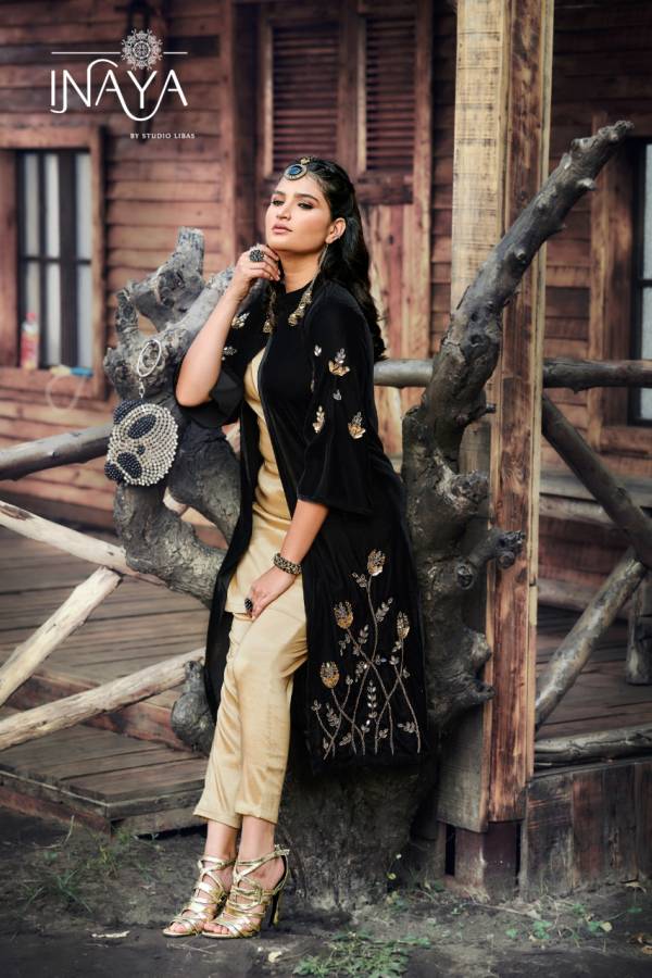 Inaya Latest Designer Party Wear Velvet Western Style Kurti With Pant Style Bottom Suit Collection