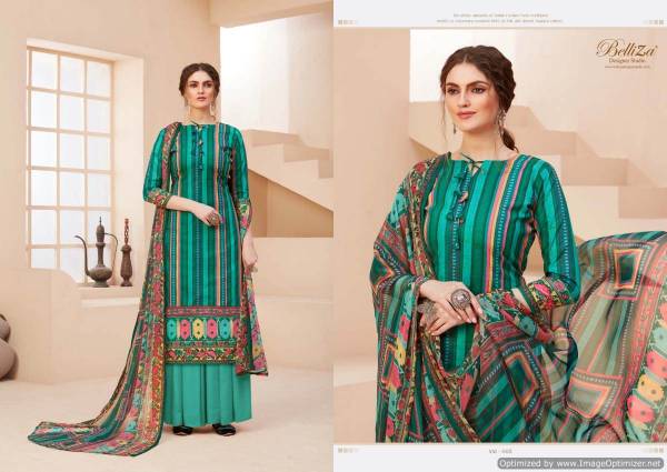 Belliza Zohra 2 Exclusive Latest Designer Pure Cotton Digital Print Dress Material Printed Nazneen Chiffon Dupatta With Four Side Lace