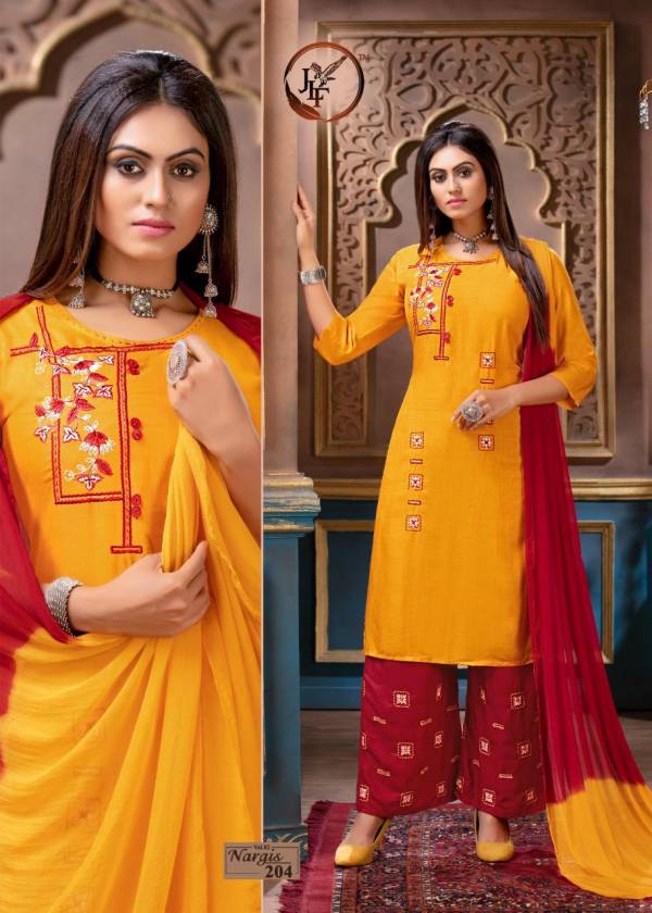 JLF Nargis Vol 2 Latest Designer Embroidery Work Ready Made Plazzo Salwar Suit With Nazneen Dupatta Collection 