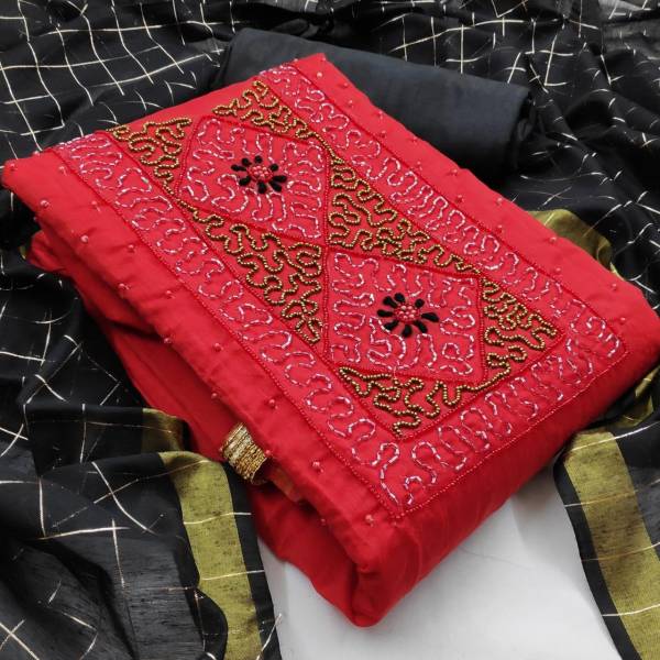 Latest Party Wear Chanderi Handwork Designer Dress Material Collection