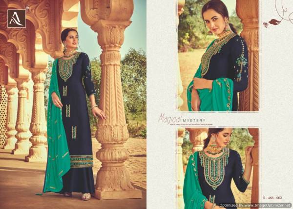Alok Heritage Pure Satin Georgette With Heavy Embroidery with Sleeve Work & Hand Stone Work Heavy Embroidery Dupatta with Four Side Piping Lace