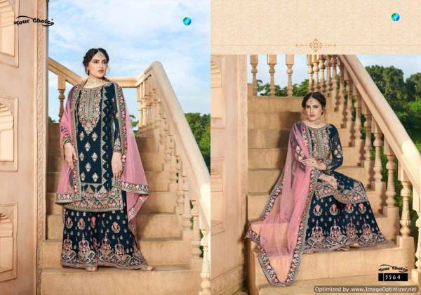 Your Choice Miss World 3 Exclusive Collection Of Heavy Wedding Wear Designer Salwar Suits With Soft Net Heavy Embroidery Border Dupatta
