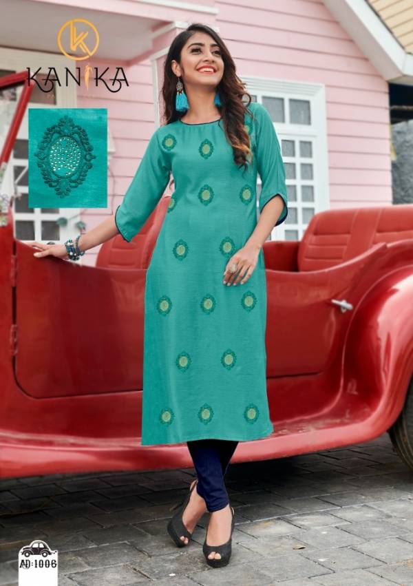 Kanika Adda Latest Designer Office Wear Straight Cut Kurtis Collection With Embroidery Work