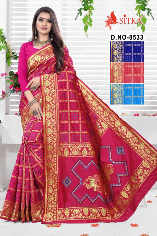 Gallery 8533 Designer Festive Party Wear Handloom Cotton Silk Printed Saree Collection