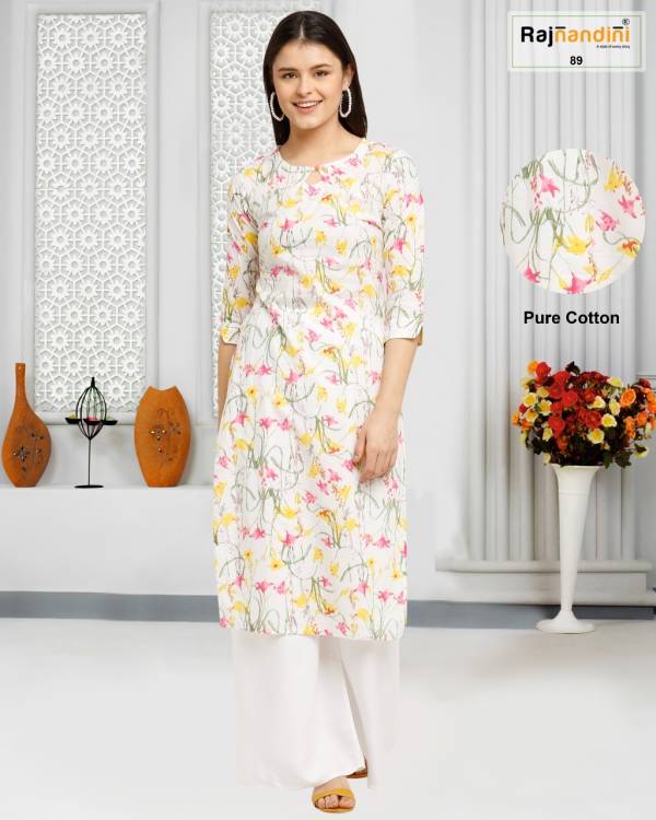 Rajnandini Print A Cotton Regular Wear Straigh Cut Kurti Designer Collection