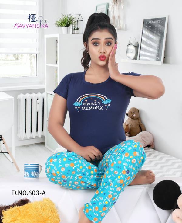 Kavyansika Nightsuit 603 Premium Latest Exclusive Comfortable Hosiery With Super Fine Stitching Night Suits Collection (Rate and size L : 399 Rs XL : 415 Rs. XXL : 430 RS 3XL : 445 RS No of pcs: 6)
