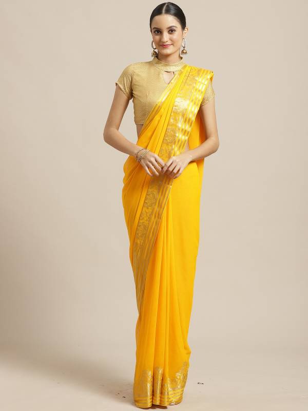 Latest Designer Fancy Plain Saree With Beautiful Designer Border Saree  Collection