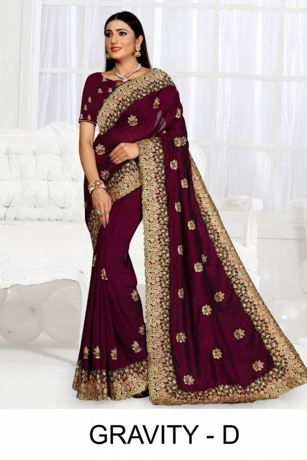 Ronisha Gravity Festive Wear Embroidery Saree Collection