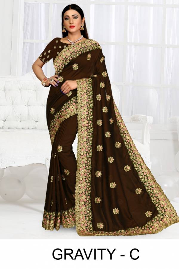 Ronisha Gravity Festive Wear Embroidery Saree Collection