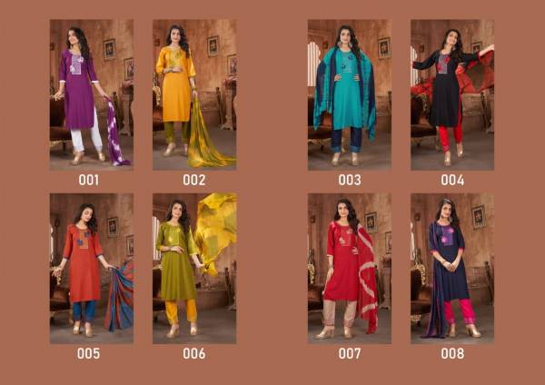 Master Titli Designer Festive Wear Rayon Kurti Pant With Dupatta Collection