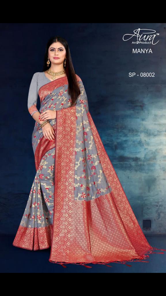 Aura Manya Latest Designer Festive Wear Soft Cotton Silk Casual Wear Saree Collection