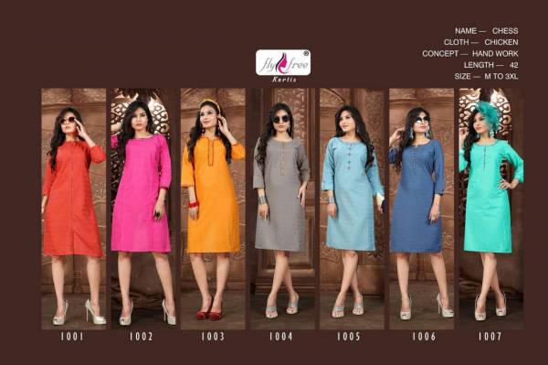 Fly Free Chess Latest Chicken Daily Wear Casual Wear Handwork   Kurtis Collection 