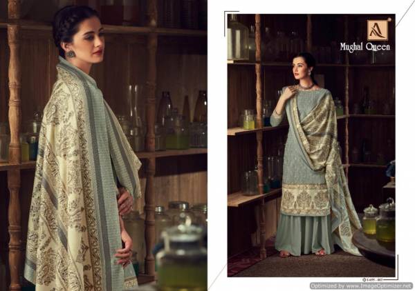 Alok Mughal Queen Latest Collection Of Designer Pure Pashmina Sharara and Plazo Style Dress Material 