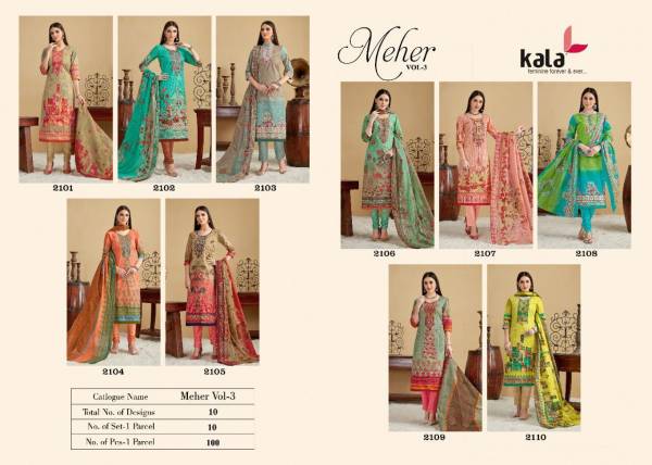 Kala Meher Vol 3 Daily Wear Casual Wear Latest Printed Cotton Dress Material 