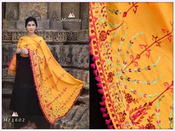 Mesmora Embroidered Shawls/Dupatta Collection With Fancy Dazzling Laces And Cotton Tassel Laces