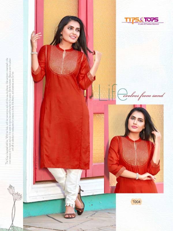 Tips & Tops Maisha Latest Designer Casual Wear Heavy Rayon Kurtis With Pant With Work Collection 