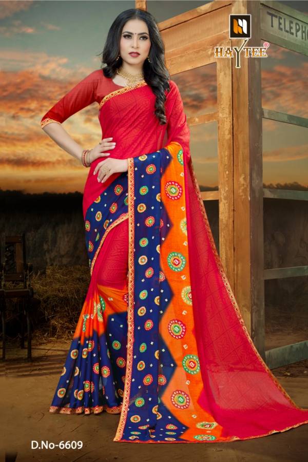 Haytee Fuzzy 20 Latest Rennial Printed With Border daily wear Saree Collection 