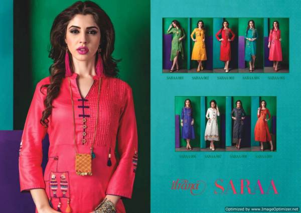 Saraa Launch New Latest Wonderful Party Wear Designer Kurti With Embroidery Work Three Fourth sleeves And Beautiful Neck Designs 