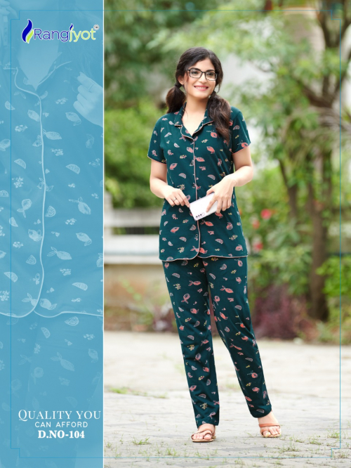 Rangjyot 201 Latest Night Wear Hosiery Cotton Printed Night Suit Collection
