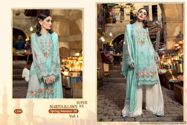 Shree Fab Mariya B Lawn Vol 1 Latest Heavy Designer Pure Cotton Embroidery Worked Pakistani Salwar Suit Collection With Chiffon Embroidered And Pearl Work Dupatta