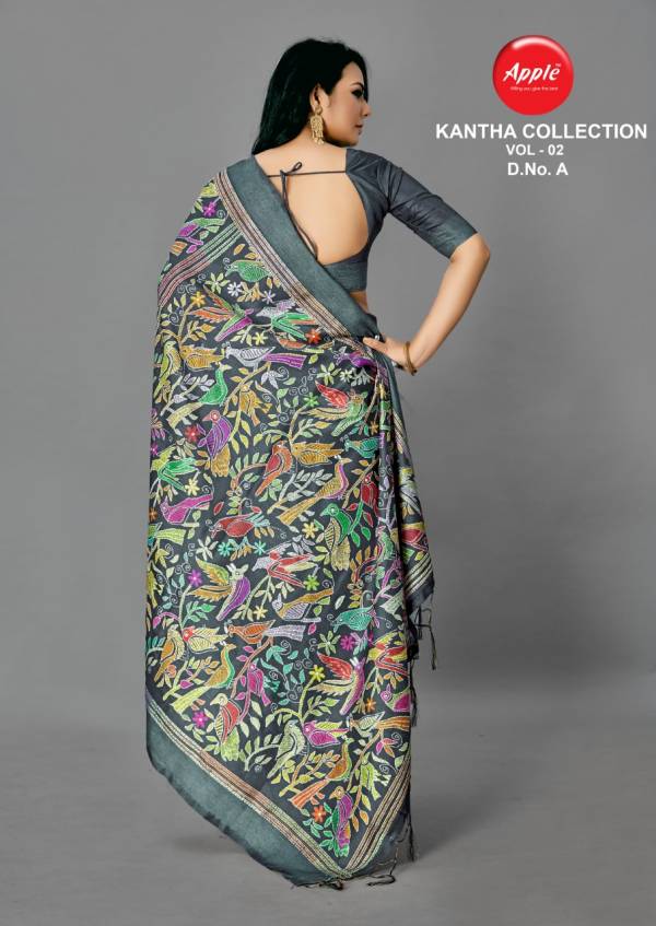 Apple Kantha Collection Vol 2 Latest Art Silk Printed Party Wear Saree Collection 