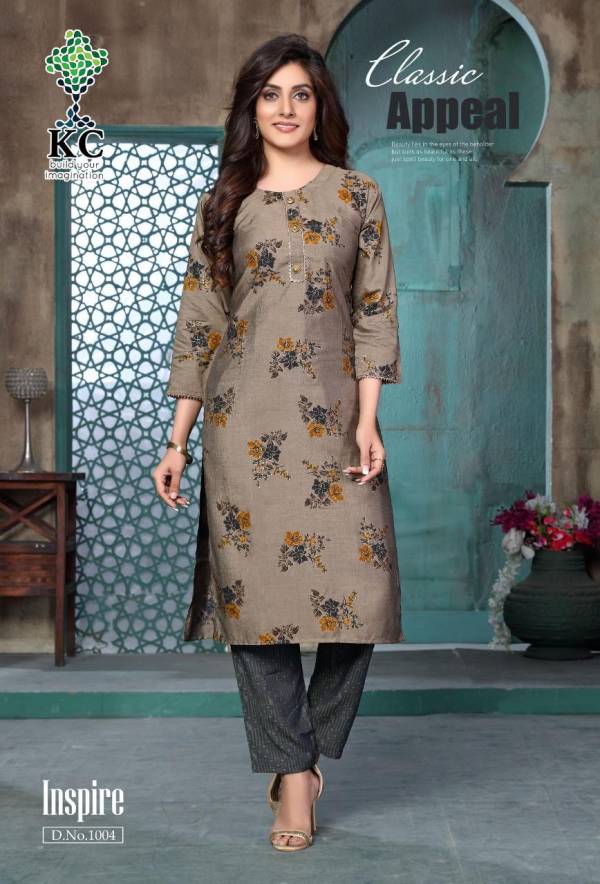Kc Inspire Latest Designer Party Wear Printed Rayon Kurti With Bottom Collection