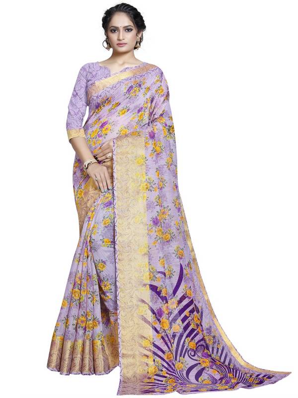 Latest Designer Casual Wear LInen With Zari Border Saree Collection 