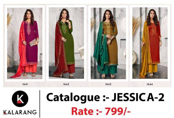Kalarang Jessica Vol 2 Latest Jam Silk Cotton With Embroidery Work Dress Material With Pure Chinon Swarovski Diamond Work and Embroidery Work Border Dupatta 