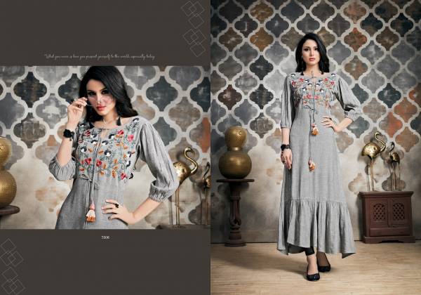 Latest Designer Heavy Cotton Party Wear Selfie Kurti Collection With Embroidery Work 