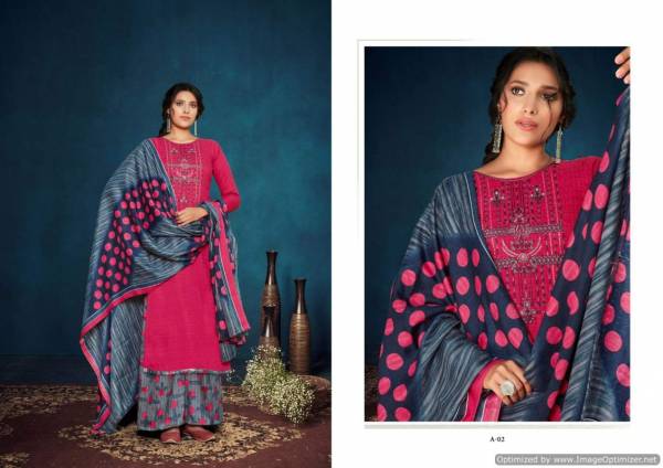 Zulfat Sohni 5 Exclusive Designer Casual Wear Pashmina Print With Heavy Kashmiri Embroidery Work Dress Material With Pure Pashmina Shawl Four Side Lace Dupatta 