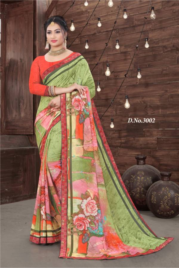 Haytee Everyday Latest Daily Wear Fancy Printed Bordered Saree Collection
