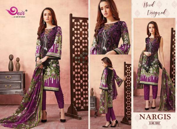 Devi Nargis Latest Casual Wear Pure Cotton Printed Dress Material Collection