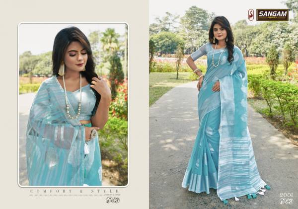 Sangam Pankhudi 3 Latest Fancy Casual Wear Linen Cotton Printed Sarees Collection

