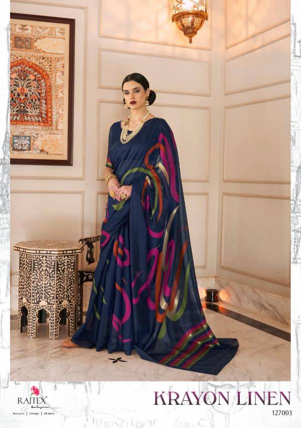 Rajtex Krayon Linen Latest Designer Festive Wear Silk Saree Collection 