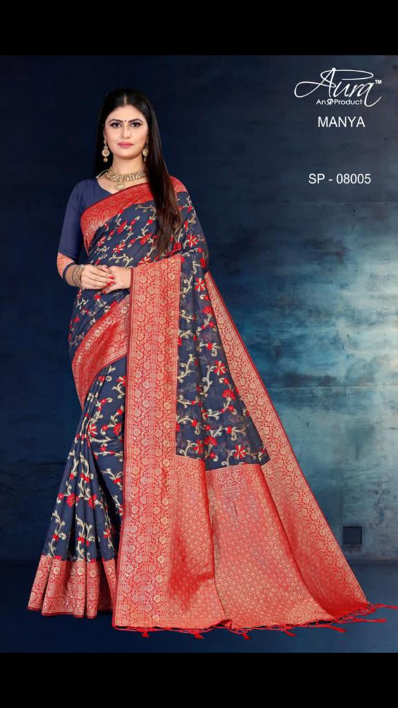 Aura Manya Latest Designer Festive Wear Soft Cotton Silk Casual Wear Saree Collection