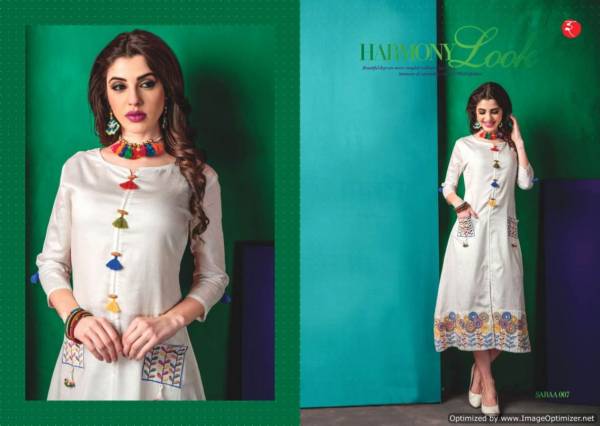 Saraa Launch New Latest Wonderful Party Wear Designer Kurti With Embroidery Work Three Fourth sleeves And Beautiful Neck Designs 